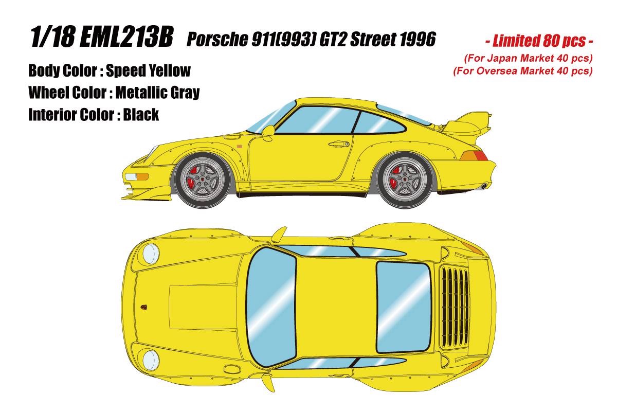 EML213B Make Up Porsche 911 (993) GT2 Street 1996 Speed Yellow 1:18
