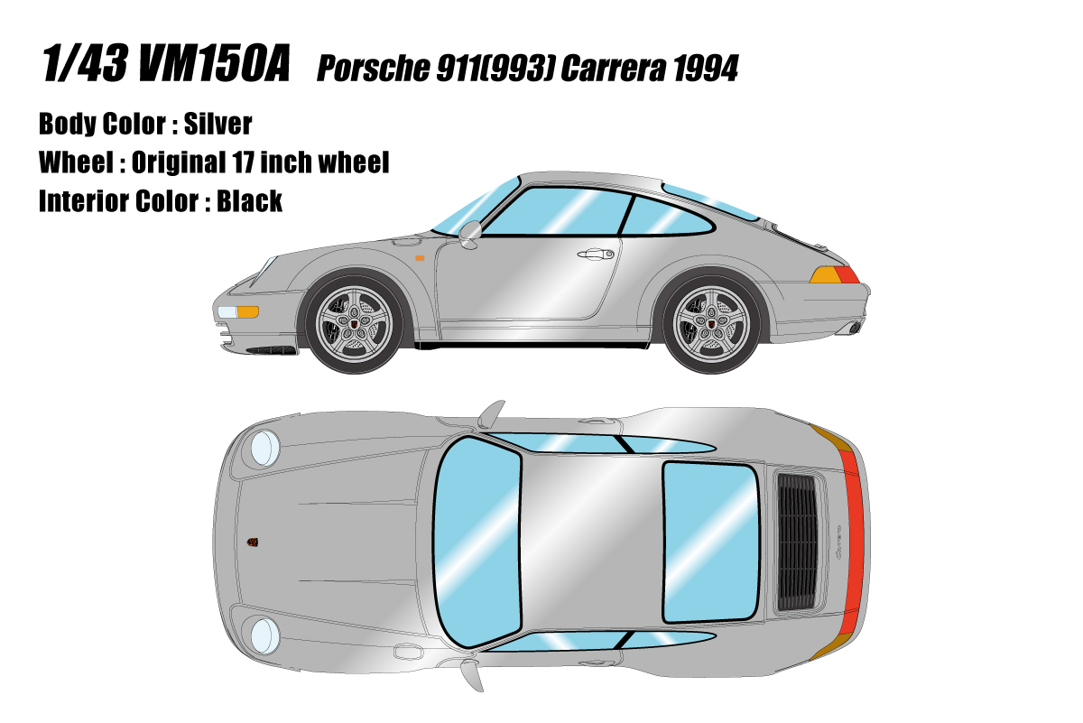 VM150A Make UP Porsche 911 (993) Carrera 1994 Silver 1:43 — предзаказный взнос 10%