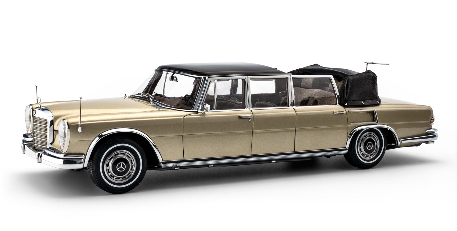 M-217 CMC Mercedes-Benz 600 Pullman Landaulet two-tone finish beige/brown with functional softtop 1:18
