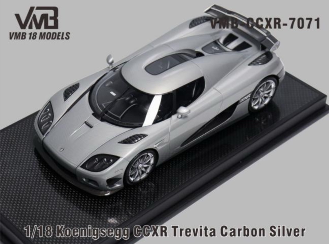 CCXR7071 VMB Models Koenigsegg CCXR Trevita Silver Carbon/Black Interior 1:18