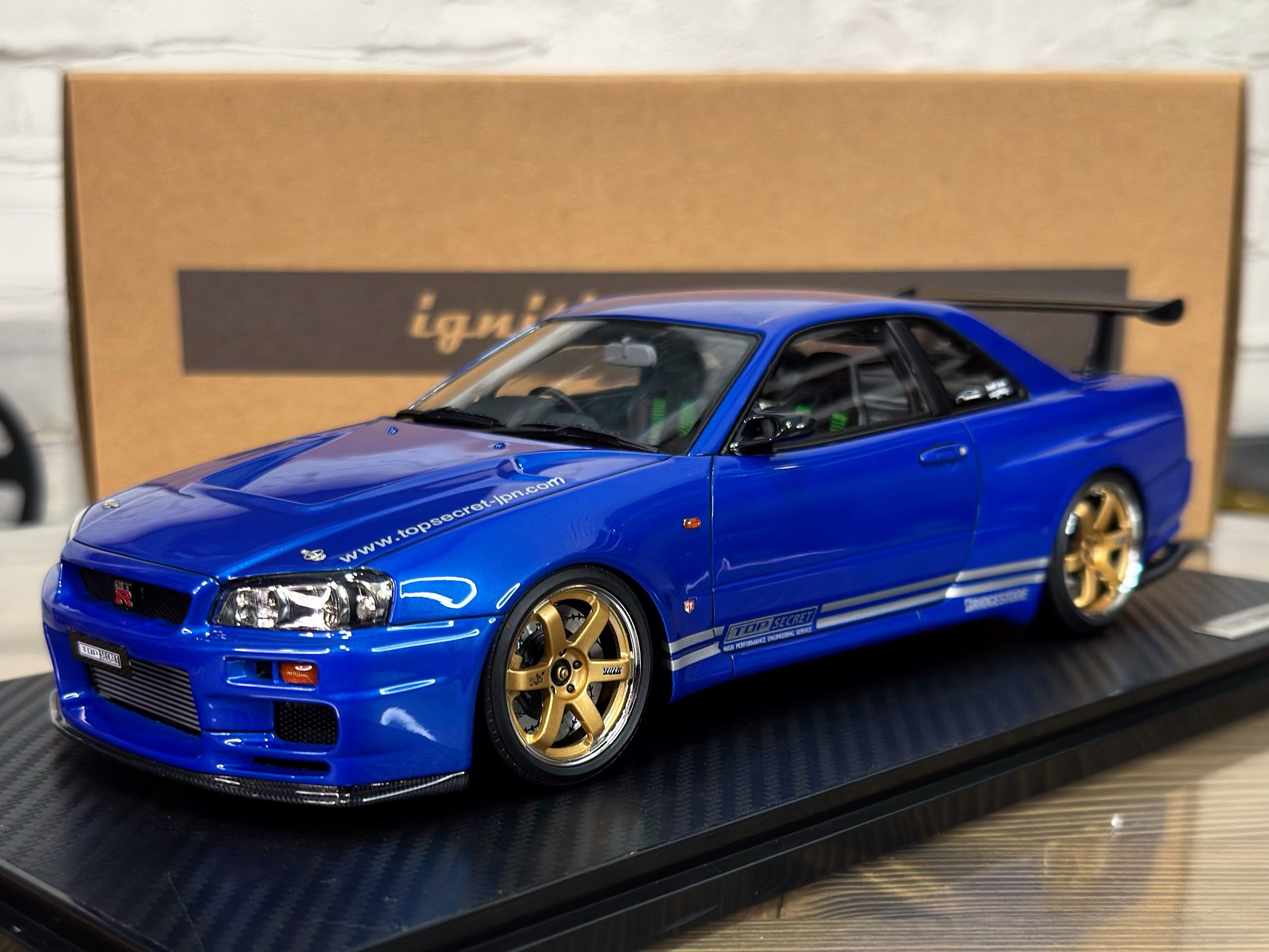 IG3848 Ignition Model TOP SECRET Nissan Skyline 34GT-R (BNR34) Blue Metallic 1:18