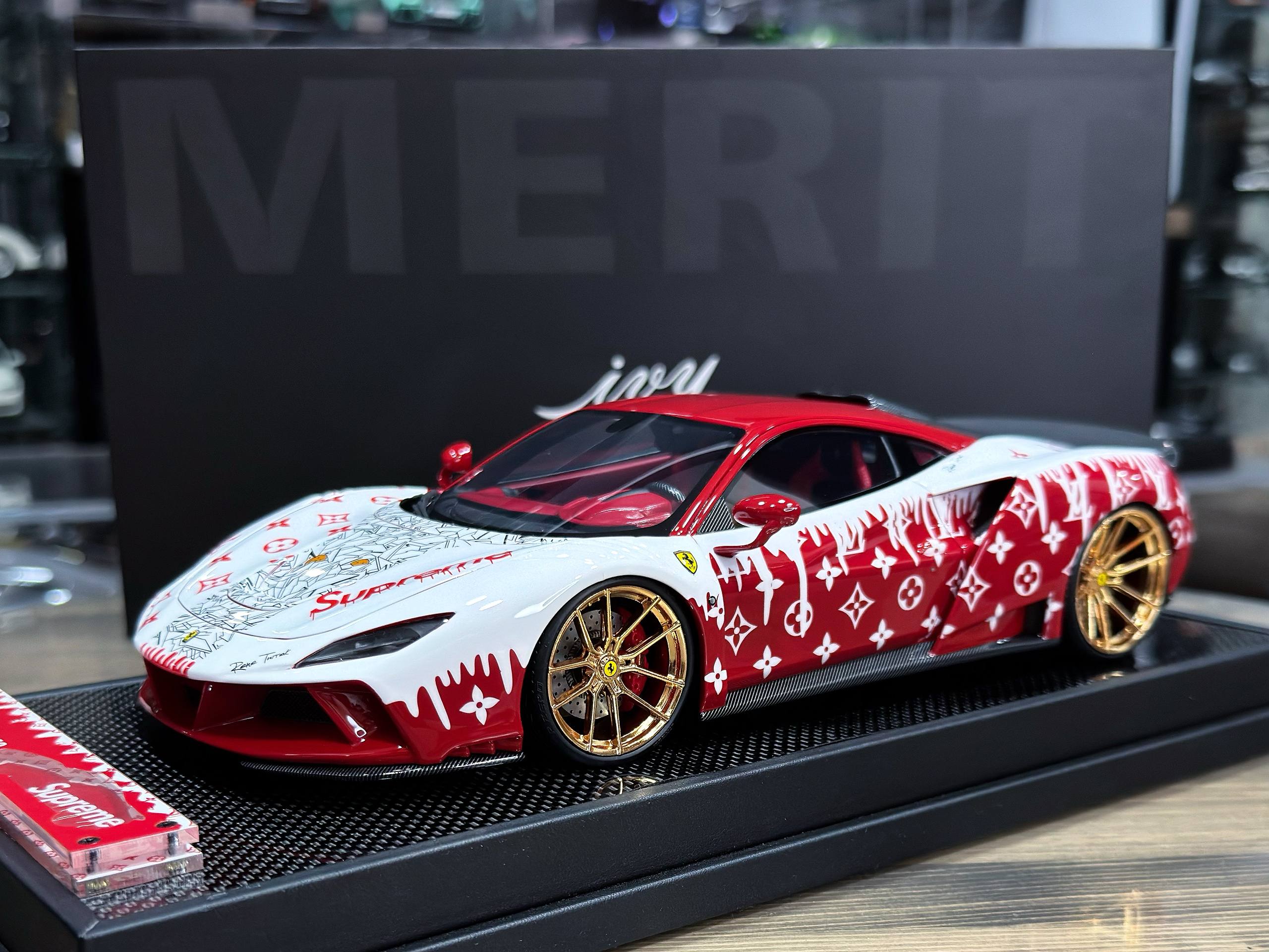 IVY Merit Novitec Ferrari F8 N-Largo Louis Vuitton/Supreme Red/White 1:18