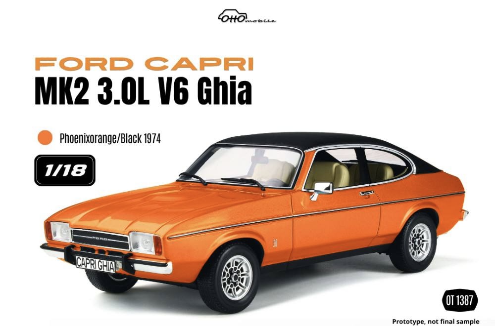 OT1387 Otto Mobile Ford Capri MK2 3.OL V6 Ghia Phoenix Orange/Black 1974 1:18