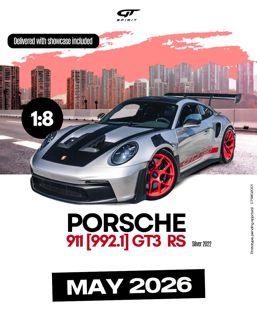 GTS802001 GT Spirit Porsche 911 (992.1) GT3 RS Silver 2022 1:8