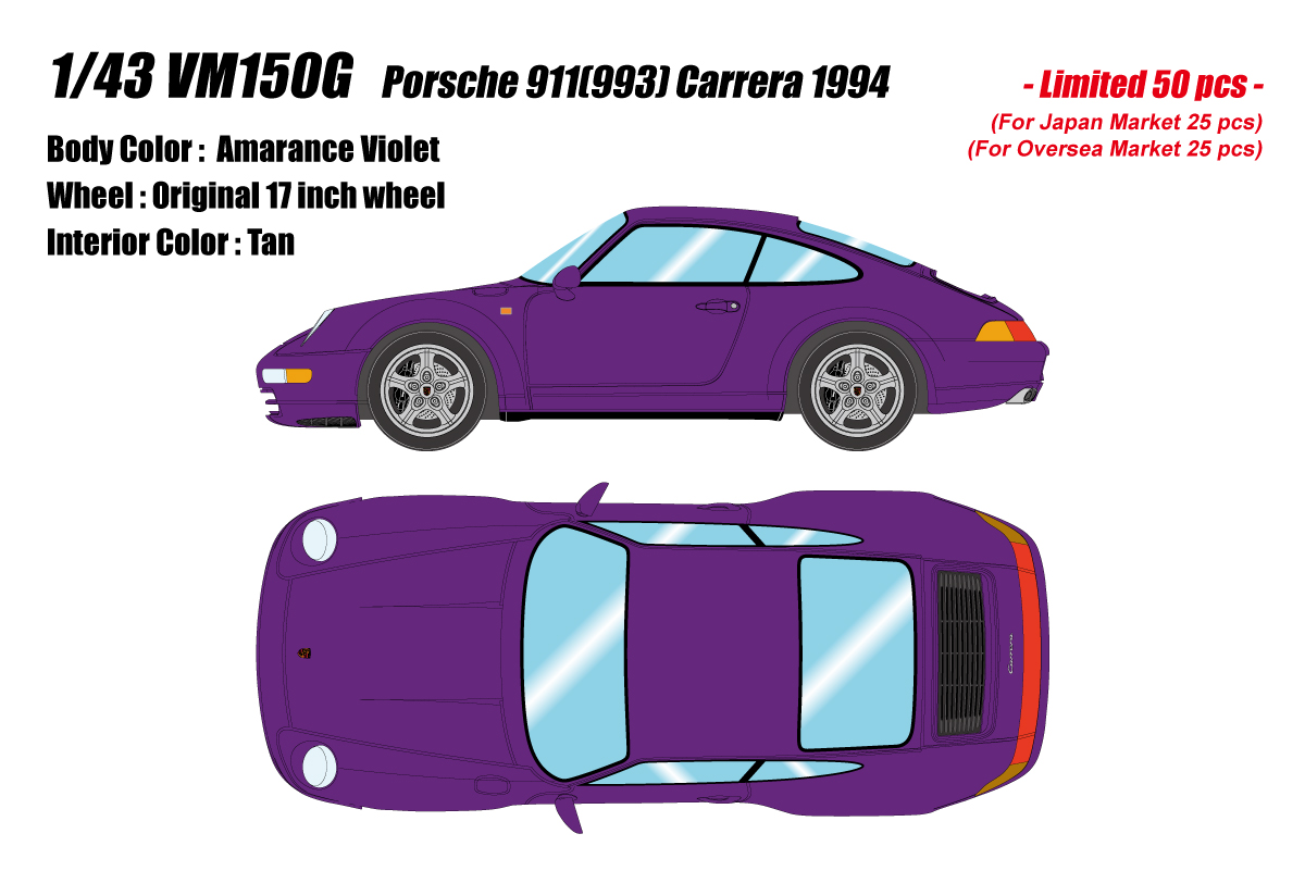 VM150G Make Up Porsche 911 (993) Carrera 1994 Amarance Violet 1:43 — предзаказ 10% от полный цены