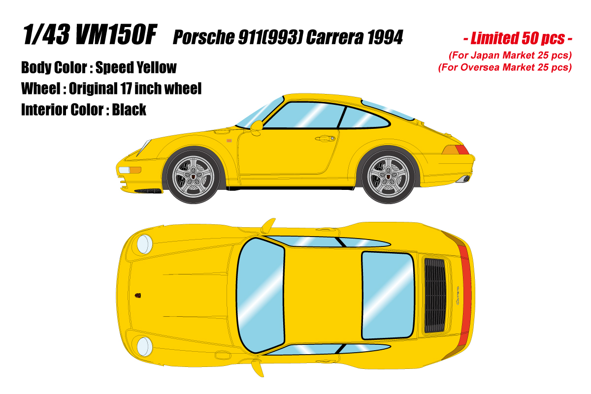 VM150F Make Up Porsche 911 (993) Carrera 1994 Speed Yellow 1:43 — предзаказ 10% от полный цены