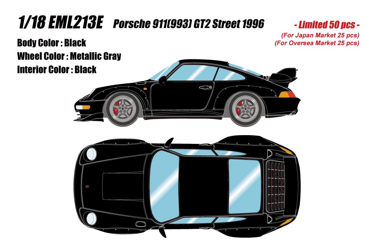 EML213E Make Up Porsche 911 (993) GT2 Street 1996 Black 1:18