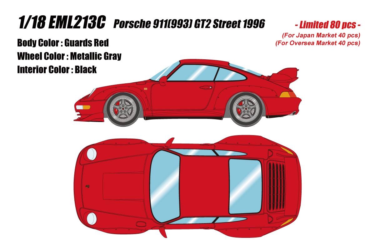 EML213C Make Up Porsche 911 (993) GT2 Street 1996 Guards Red 1:18